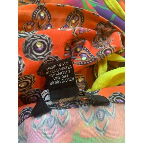 Celina womens Long high low dress one size cut out back multi vivid colo - Picture 9 of 9